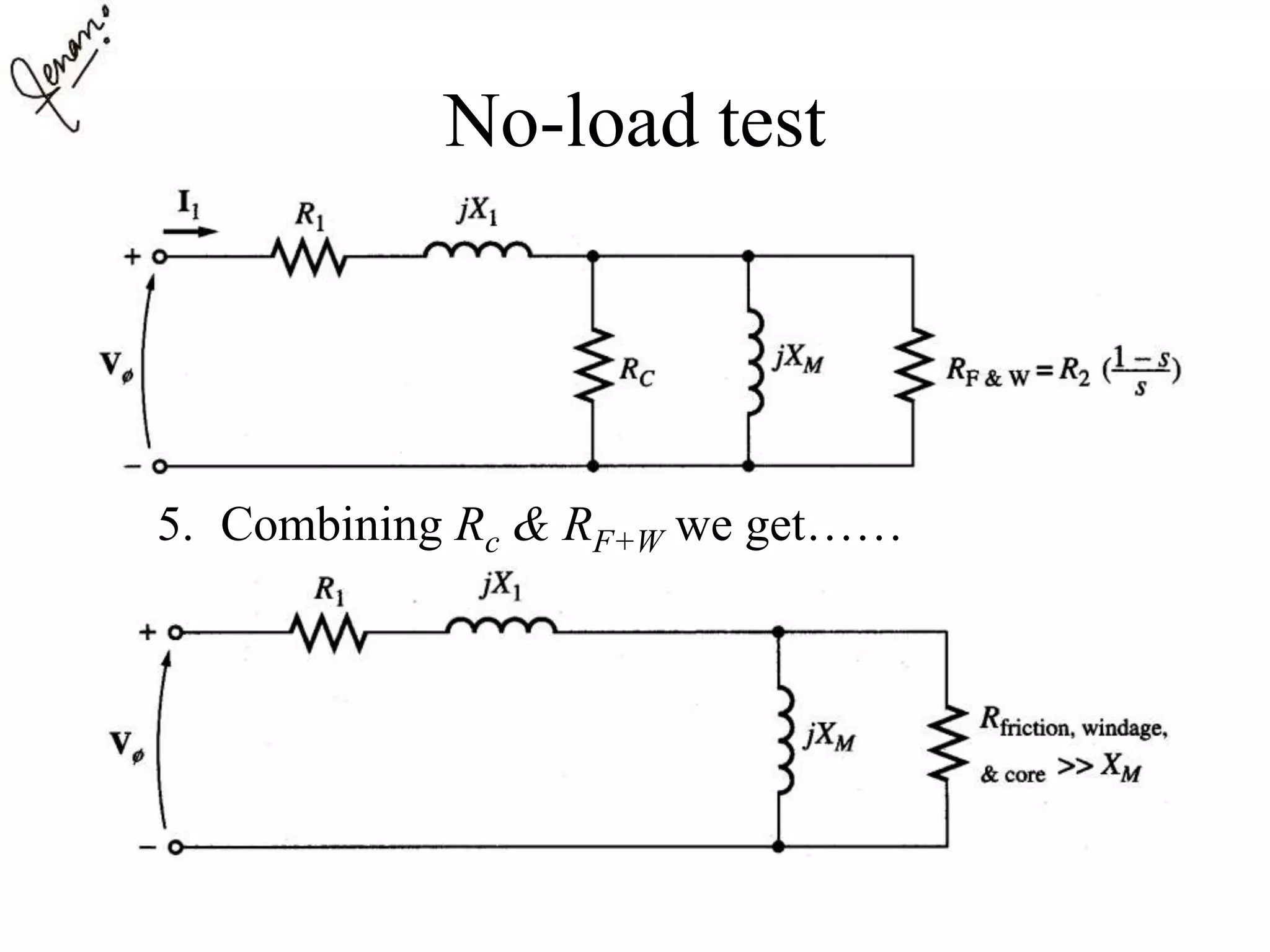 No-load test
5. Combining Rc & RF+W we get……
 