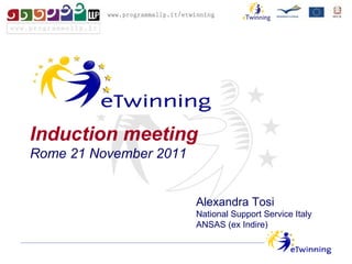Induction meeting
Rome 21 November 2011
Alexandra Tosi
National Support Service Italy
ANSAS (ex Indire)
 