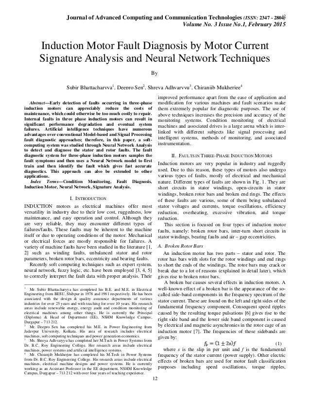 Dissertation of fault detection in induction motor using neural network