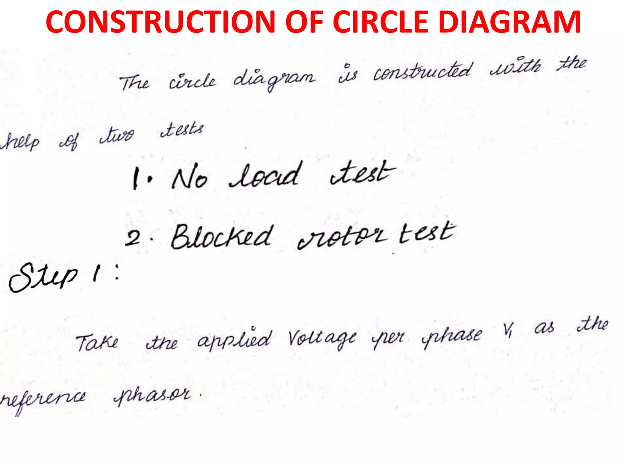 CONSTRUCTION OF CIRCLE DIAGRAM
 