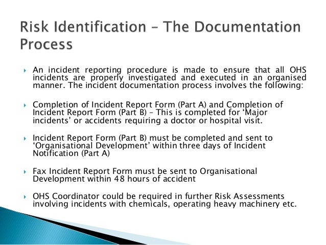 oh s induction ohs incident report