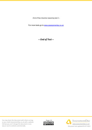 Inductive Reasoning Test 1 | PDF