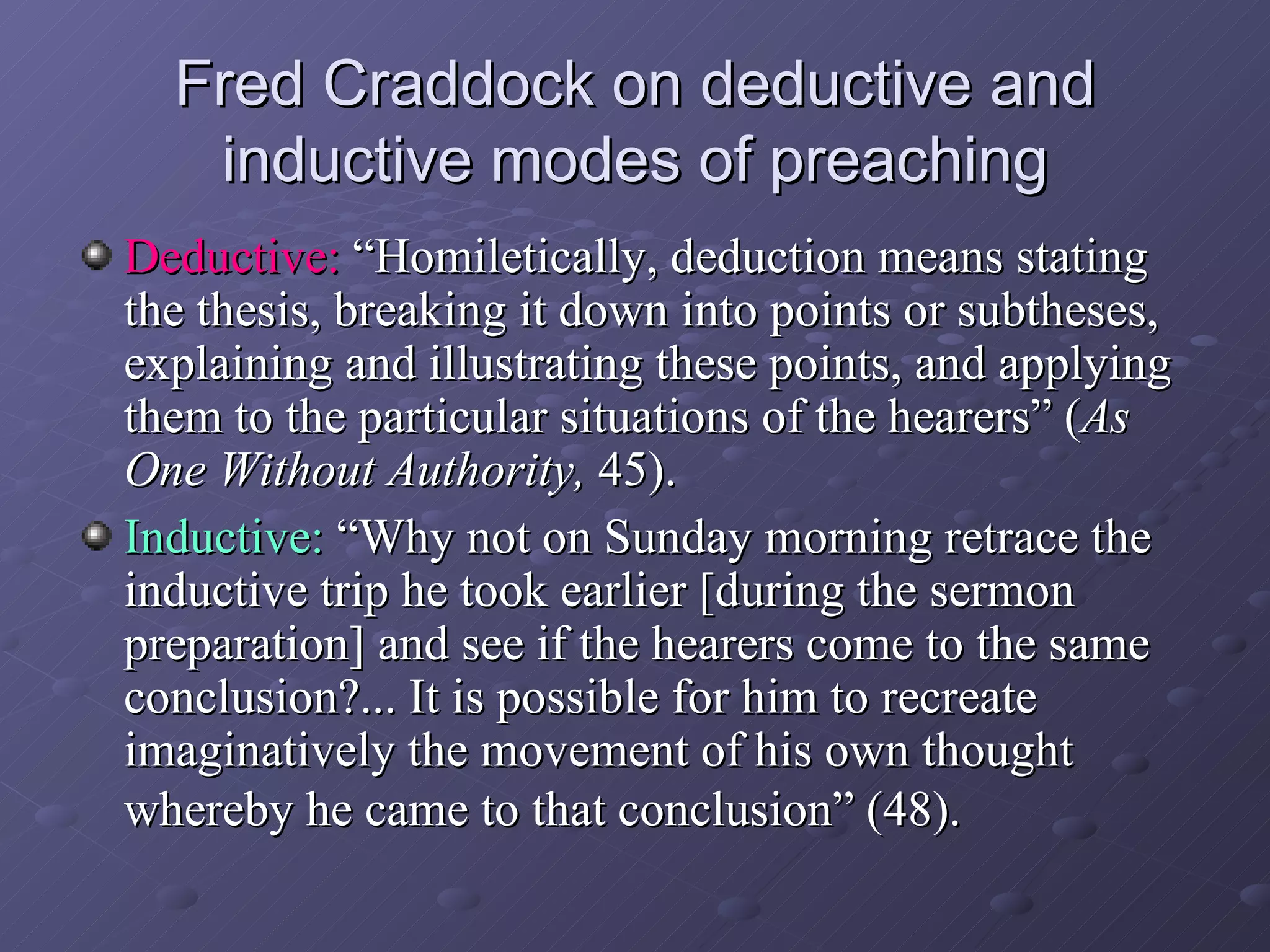 The Preacher's Forum: Exploring Inductive and Deductive Preaching | PPT