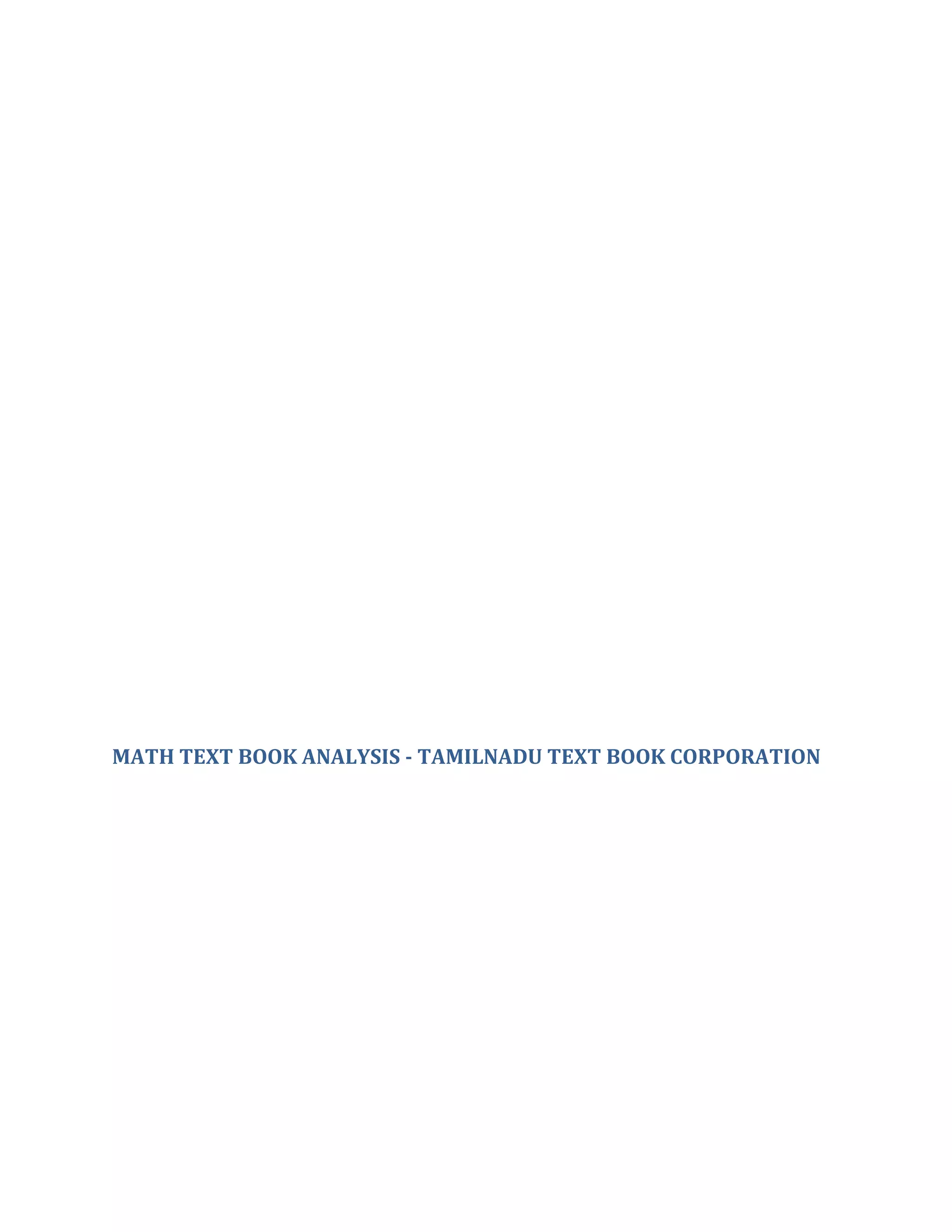 MATH TEXT BOOK ANALYSIS - TAMILNADU TEXT BOOK CORPORATION

 