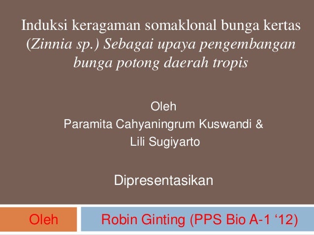 Induksi keragaman somaklonal bunga kertas zinnia sp Induksi keragaman somaklonal bunga kertas zinnia sp
