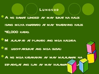 Lungsod Ang bawat lungsod ay may sukat na halos isang milya kwadrado at may tinatayang halos 40,000 katao. Malalapad at planado ang mga kalsada. Hugis-parisukat ang mga gusali  Ang mga kabahayan ay may malalawak na espasyo,at ang ilan ay may ikalawang palapag 