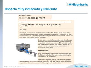 Impacto muy inmediato y relevante

© 2013 Hiperbaric. All rights reserved.

Hiperbaric.com

 