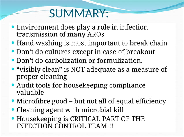 Infection control in MDROs environmental cleaning | PPT