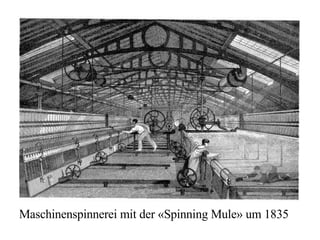 Maschinenspinnerei mit der «Spinning Mule» um 1835 
