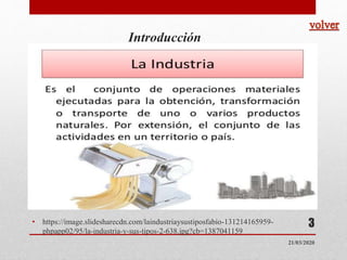 Introducción
• https://image.slidesharecdn.com/laindustriaysustiposfabio-131214165959-
phpapp02/95/la-industria-y-sus-tipos-2-638.jpg?cb=1387041159
3
21/03/2020
 