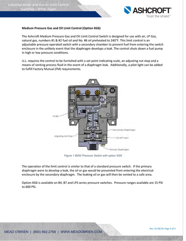 Industrial Boiler and Burner Limit Control Switches PDF