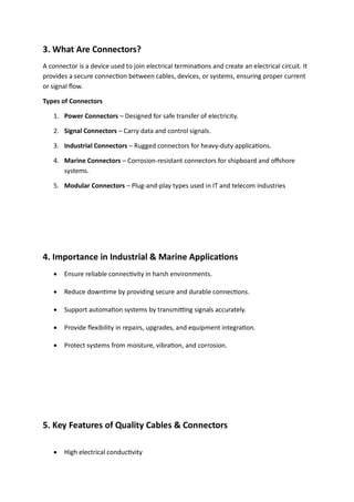 Power And Interface Connectors Notes.pdf The Backbone of Power & Connectivity – Cables and Connectors | PDF