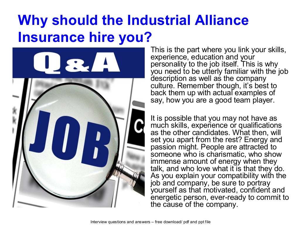 Industrial alliance insurance interview questions and answers