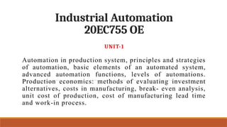 Comprehensive Overview of Industrial Automation in Production Systems ...