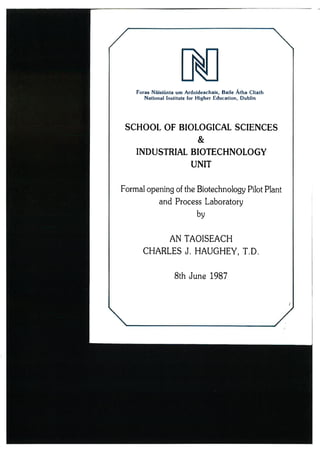 Industrial biotech unit opening day flyer 1987