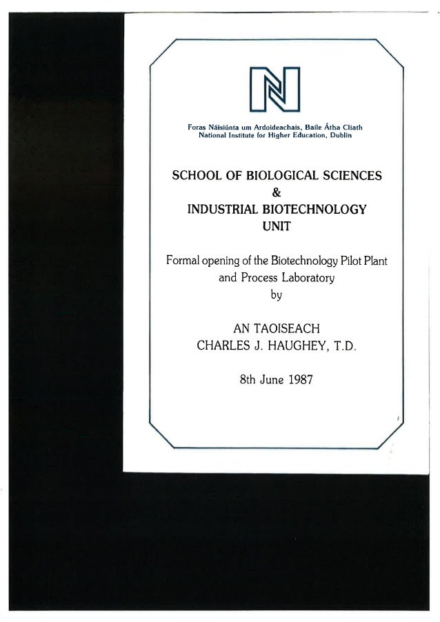 industrial biotech unit opening day flyer 1987