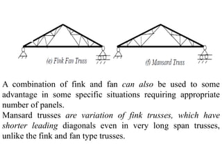 • For larger spans, if the configuration of the truss is such that
it is not feasible to place purlin at the nodes of uppe...