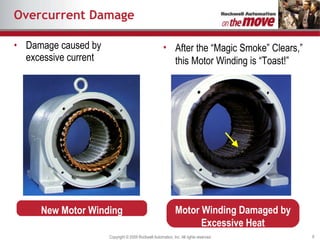 Overcurrent Damage Damage caused by  excessive current After the “Magic Smoke” Clears,” this Motor Winding is “Toast!” New Motor Winding Motor Winding Damaged by Excessive Heat 