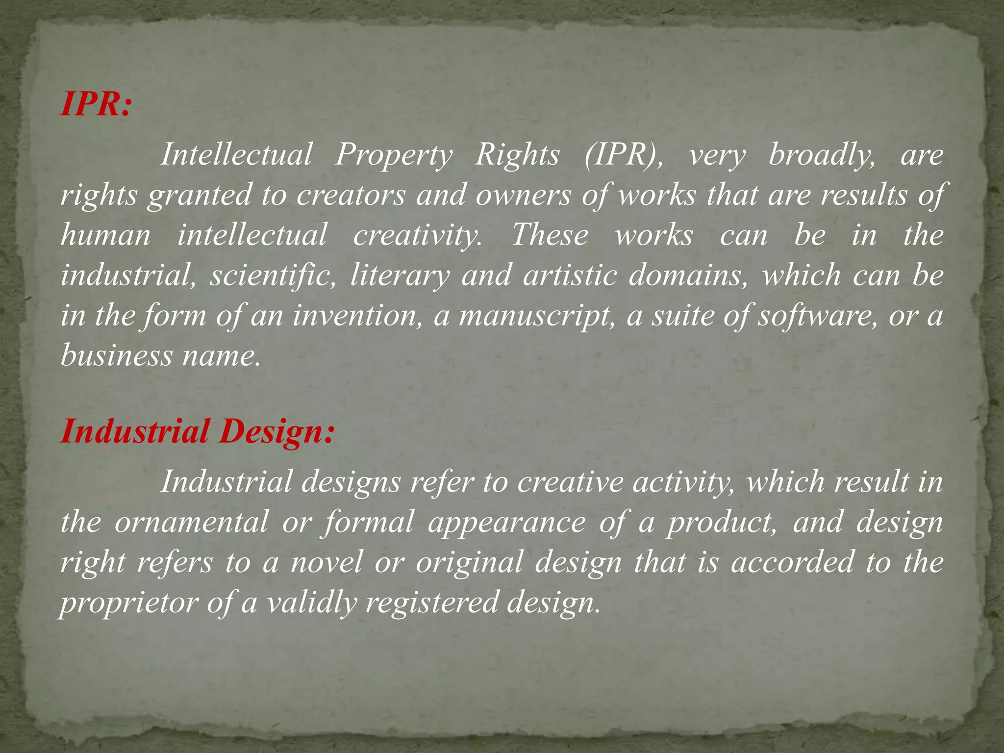 Industrial design (ipr) | PPT