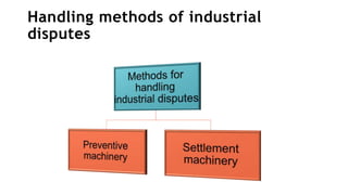 Handling methods of industrial
disputes
 