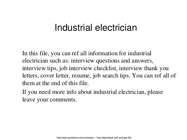 10 Most Common Electrician Interview Questions - Ready to Answer? electrical technician interview questions and answers pdf download