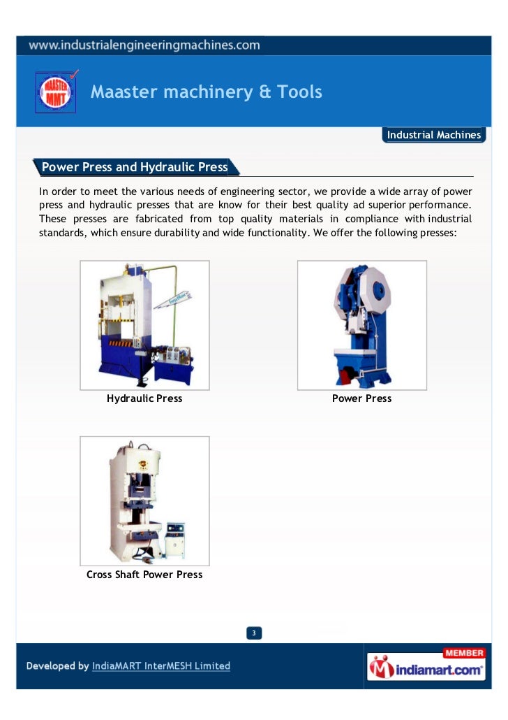 Maaster machinery & Tools, Coimbatore, Industrial Machines