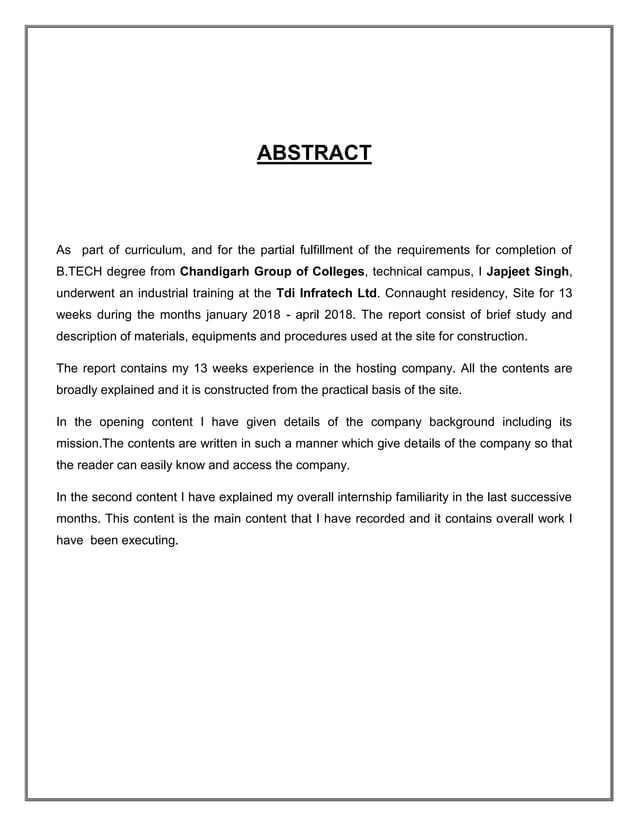 INDUSTRIAL TRAINING REPORT FOR CIVIL ENGINEERING STUDENTS PDF visual data 5