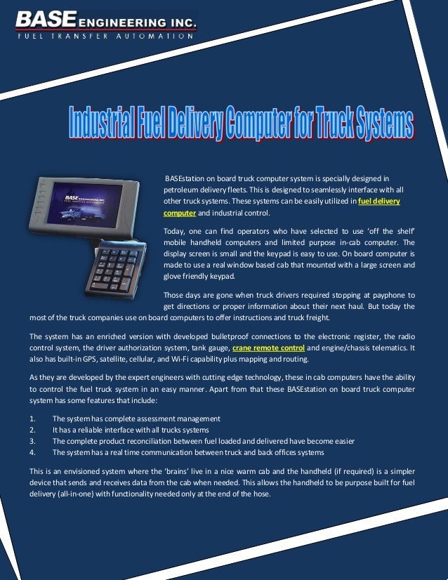 Industrial fuel delivery computer for truck systems
