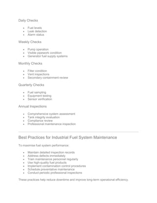 Post Fuel Inspection Industrial Fuel System Inspection Checklist | PDF
