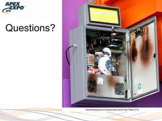 Questions?
Flickr/Kookaburra-in-the-junction box/Trois Têtes (TT)
 