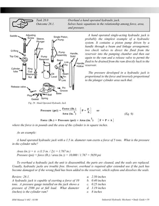 Hydraulic Performance Task Industrial hydraulic mechanic certification | PDF