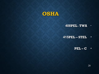 OSHAOSHA
•PELPEL -- TWATWA884040
•PEL – STELPEL – STEL151544
•PEL – CPEL – C
20
 