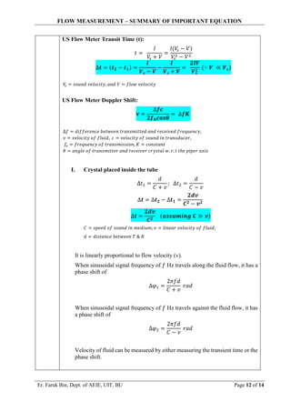 Industrial instrumentation flow measurement important equations | PDF