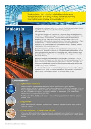 Key developments
Cryptocurrency regulations
• Malaysia’s financial regulators have taken steps to bring more regulatory cl...