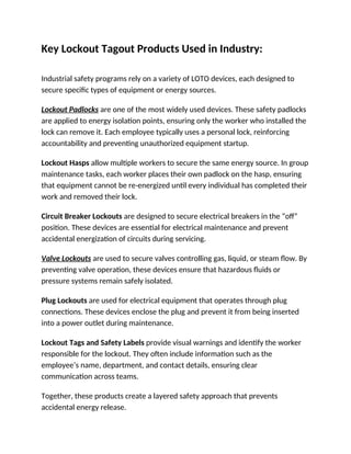 Comprehensive Guide to Industrial Lockout Tagout Products for Safety ...