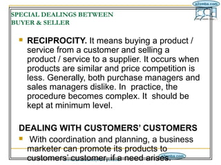 SPECIAL DEALINGS BETWEEN                     IM/4-10/11
BUYER & SELLER

    RECIPROCITY. It means buying a product / 
   ...