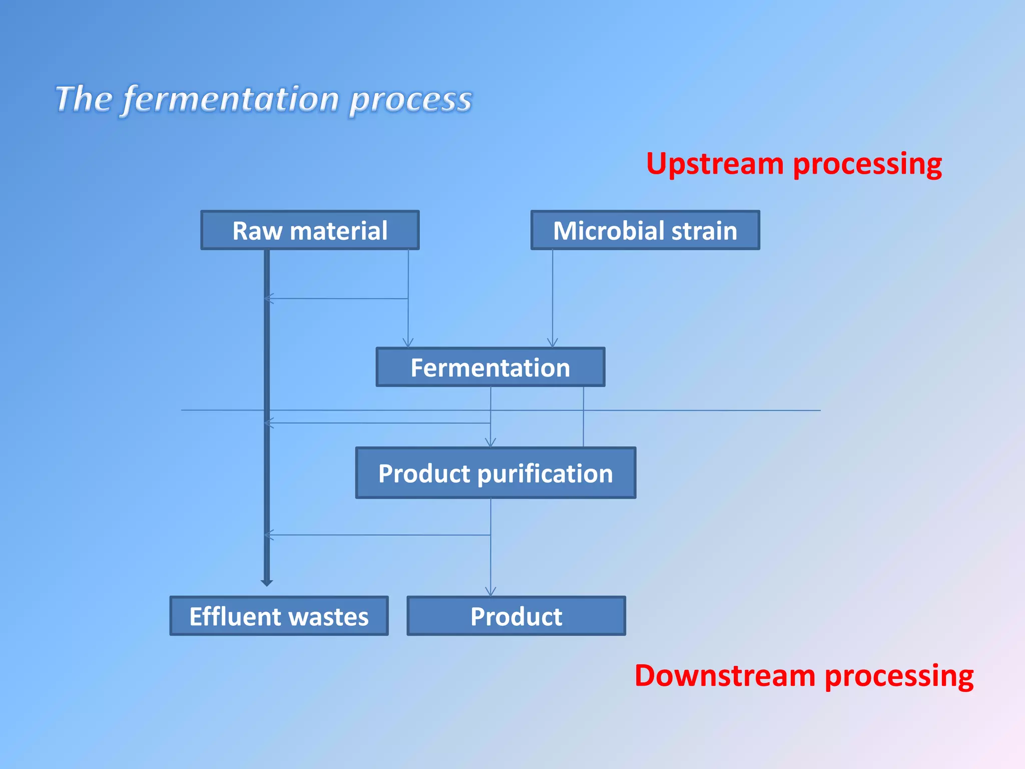 Raw material Microbial strain
Fermentation
Product purification
ProductEffluent wastes
Upstream processing
Downstream processing
 