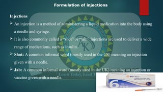 Liquid Injection Methods Parenteral Products & Ophthalmic Preparations -Industrial pharmacy UNIT ...
