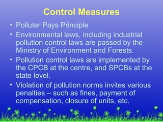 Cost of Pollution Compliance
• In a research project
conducted by us, we
estimated the
average annual cost
of compliance (...