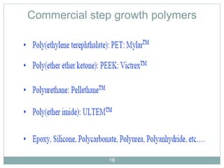 Commercial step growth polymers

18

 