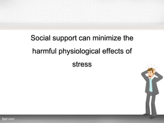 Social support can minimize the
harmful physiological effects of
stress
 