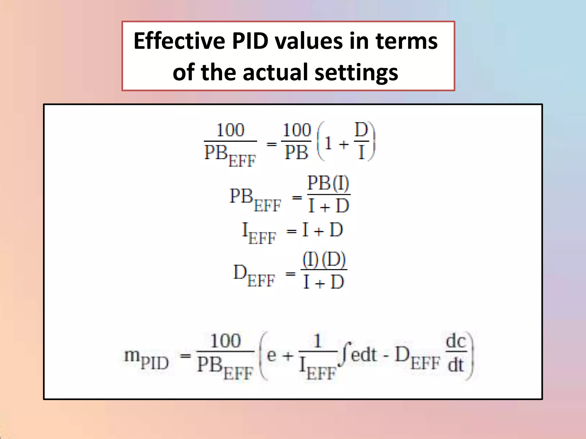 Effective PID values in terms
    of the actual settings
 