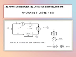 The newer version with the Derivative on measurement

               m = 100/PB ( e - Ddc/dt ) + Bias
 
