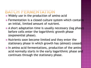 Industrial processing of amino acid slide | PPTX