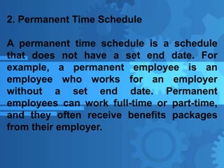 Permanent Time INDUSTRIAL_PSYCHOLOGY_9 LESSON 9: WORK SCHEDULE: WORKING HOURS ...