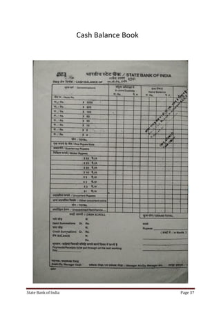 State Bank of India Page 37
Cash Balance Book
 