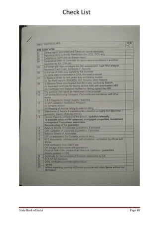 State Bank of India Page 40
Check List
 