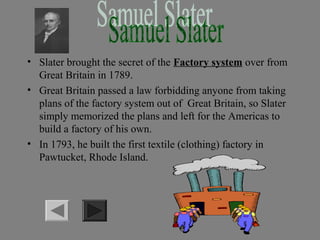Slater System Industrial revolution | PPT