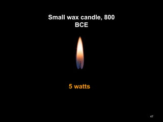 47
5 watts
Small wax candle, 800
BCE
 
