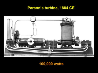 48
Parson’s turbine, 1884 CE
100,000 watts
 
